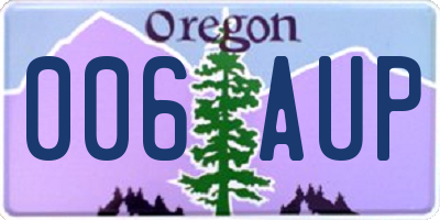 OR license plate 006AUP