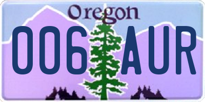 OR license plate 006AUR