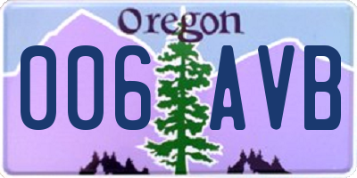 OR license plate 006AVB