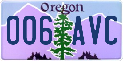 OR license plate 006AVC