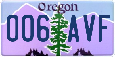 OR license plate 006AVF