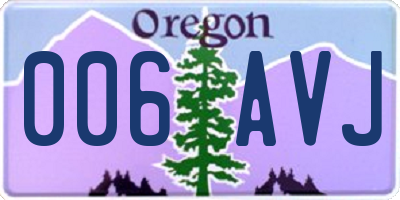 OR license plate 006AVJ