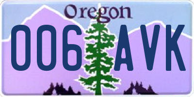 OR license plate 006AVK