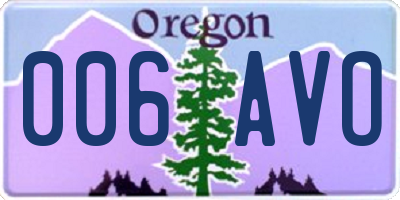 OR license plate 006AVO