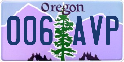 OR license plate 006AVP