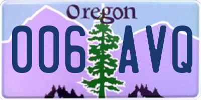 OR license plate 006AVQ