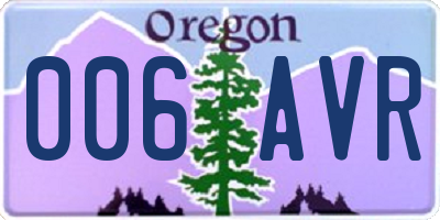 OR license plate 006AVR