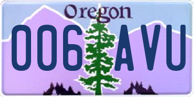 OR license plate 006AVU