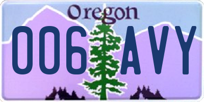 OR license plate 006AVY