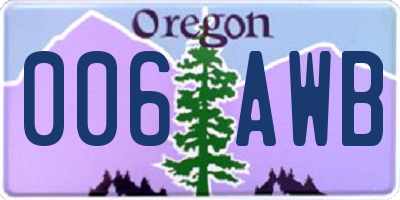 OR license plate 006AWB