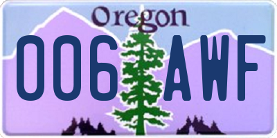 OR license plate 006AWF