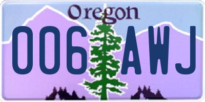 OR license plate 006AWJ