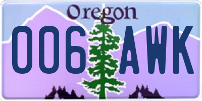 OR license plate 006AWK