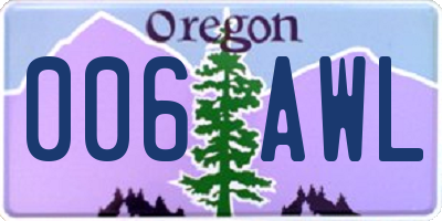 OR license plate 006AWL