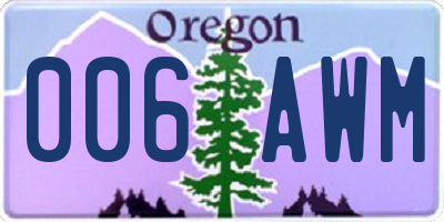 OR license plate 006AWM