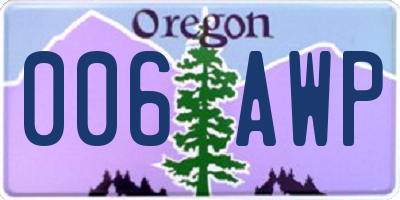 OR license plate 006AWP