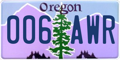 OR license plate 006AWR