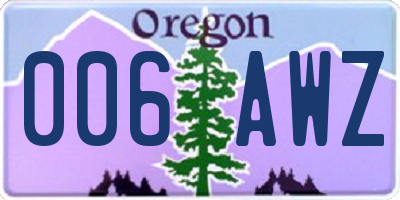 OR license plate 006AWZ