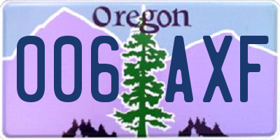 OR license plate 006AXF
