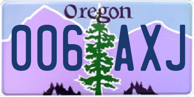 OR license plate 006AXJ