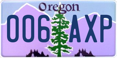OR license plate 006AXP