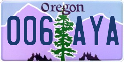 OR license plate 006AYA
