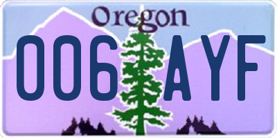 OR license plate 006AYF