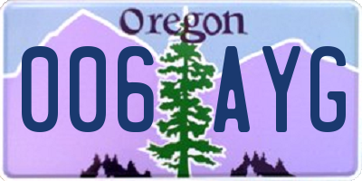 OR license plate 006AYG