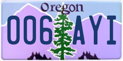 OR license plate 006AYI