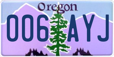 OR license plate 006AYJ