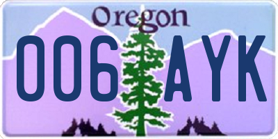 OR license plate 006AYK