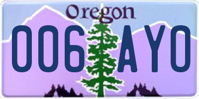 OR license plate 006AYO