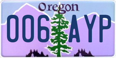 OR license plate 006AYP