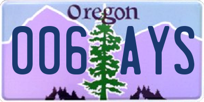 OR license plate 006AYS