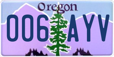 OR license plate 006AYV