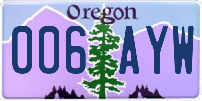 OR license plate 006AYW