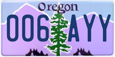 OR license plate 006AYY