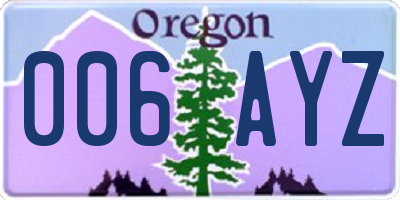 OR license plate 006AYZ