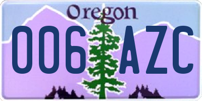 OR license plate 006AZC
