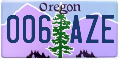 OR license plate 006AZE