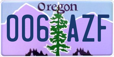 OR license plate 006AZF