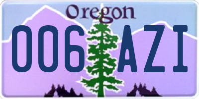 OR license plate 006AZI