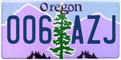 OR license plate 006AZJ
