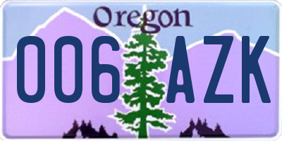 OR license plate 006AZK