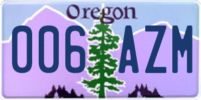 OR license plate 006AZM