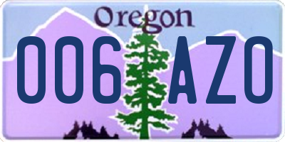 OR license plate 006AZO