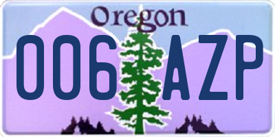 OR license plate 006AZP