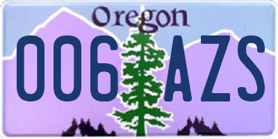 OR license plate 006AZS