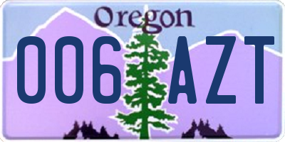 OR license plate 006AZT