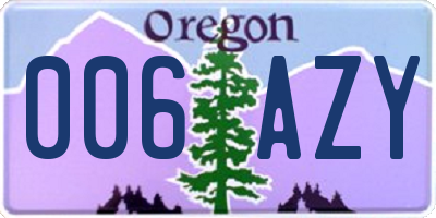 OR license plate 006AZY